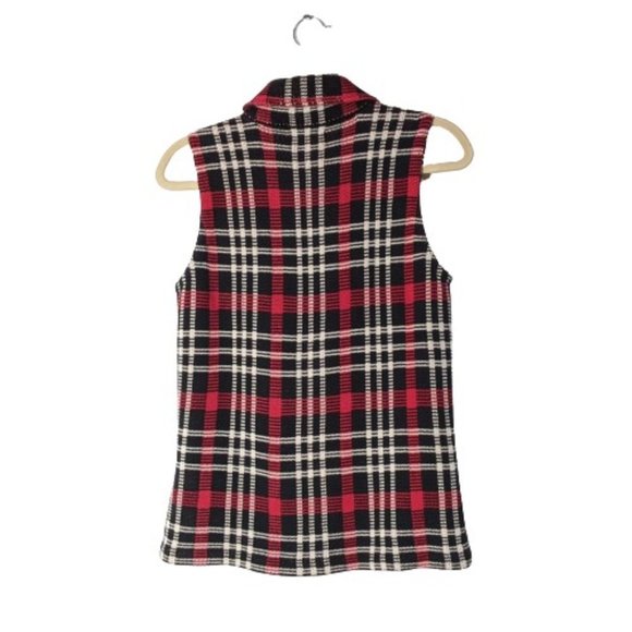 NWT Chaps Knitted Plaid Red/Black Vest Sweater Size S - Picture 4 of 9